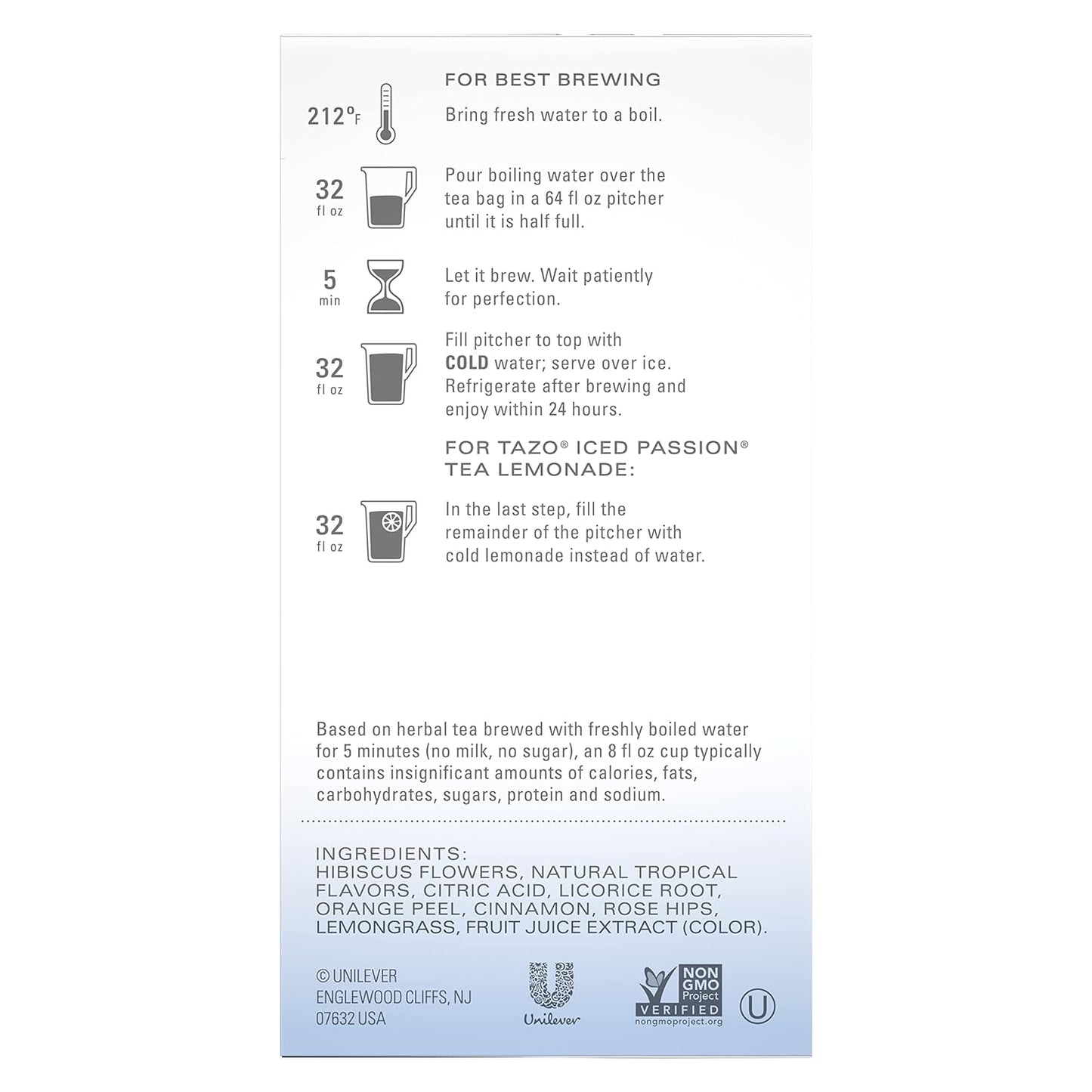 TAZO Tea Bags, Herbal Tea Iced Tea Bags, Iced Passion, Caffeine-Free, Makes 6 Count (Pack of 4)