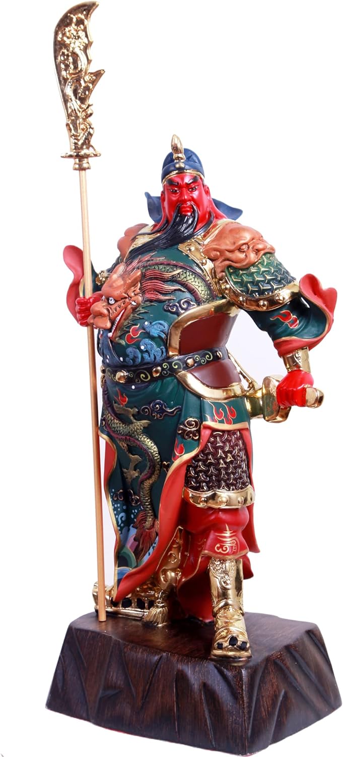 Hand Painting Guan Yu Statue - God of Wealth and Fortune, Feng Shui Decor, Guan Gong Sculpture, Kwan Kung Figurines