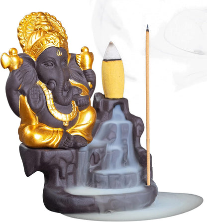 Mini Ganesha Statue,Ganapati Ganesh Statue in Incense Holders-Ganpati Idol,Ganesa Statue,Ganesha Figurine,Elephant God,Elephant Buddha,Lord of Success-Ceramic Ganesha Pottery Ganesha-for Home Decor