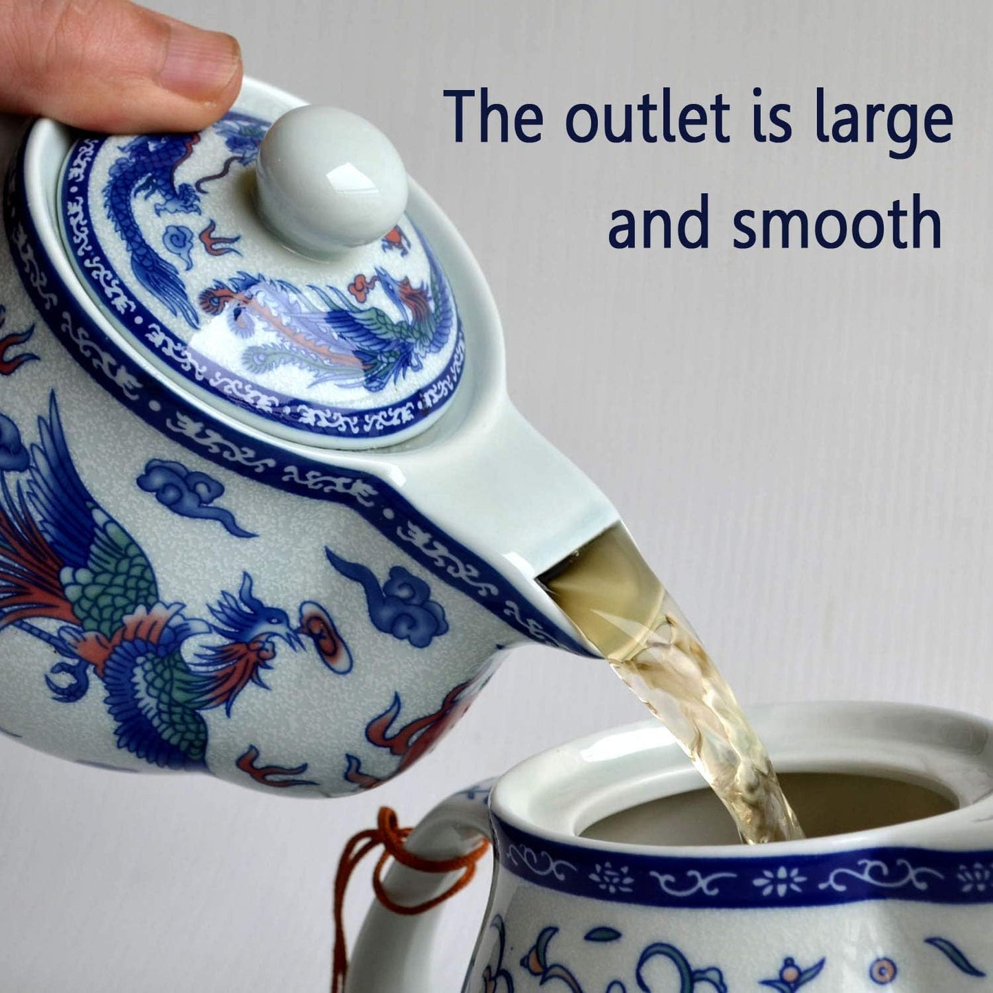 Yxhupot Teapot 15oz Blue White Porcelain China Stainless Steel Infuser Flower (cihu mudan)