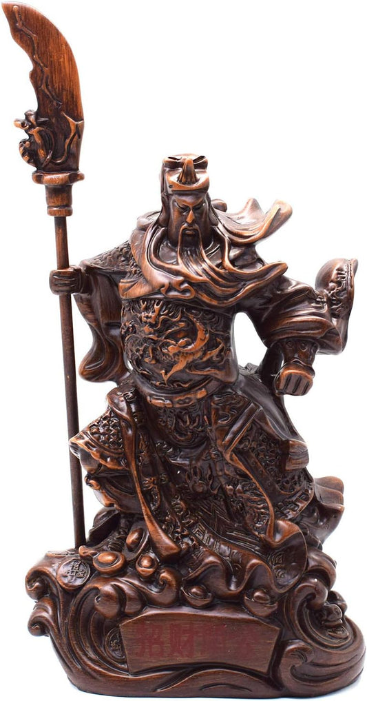 FUNSXBUG Chinese Feng Shui Guan Yu Statue/Guan Gong Statue/Guan Di Statue/Guan Yun Chang Statue Figurines Sculpture Feng Shui Decor Home Office Decoration Tabletop Decor Good Lucky Gifts