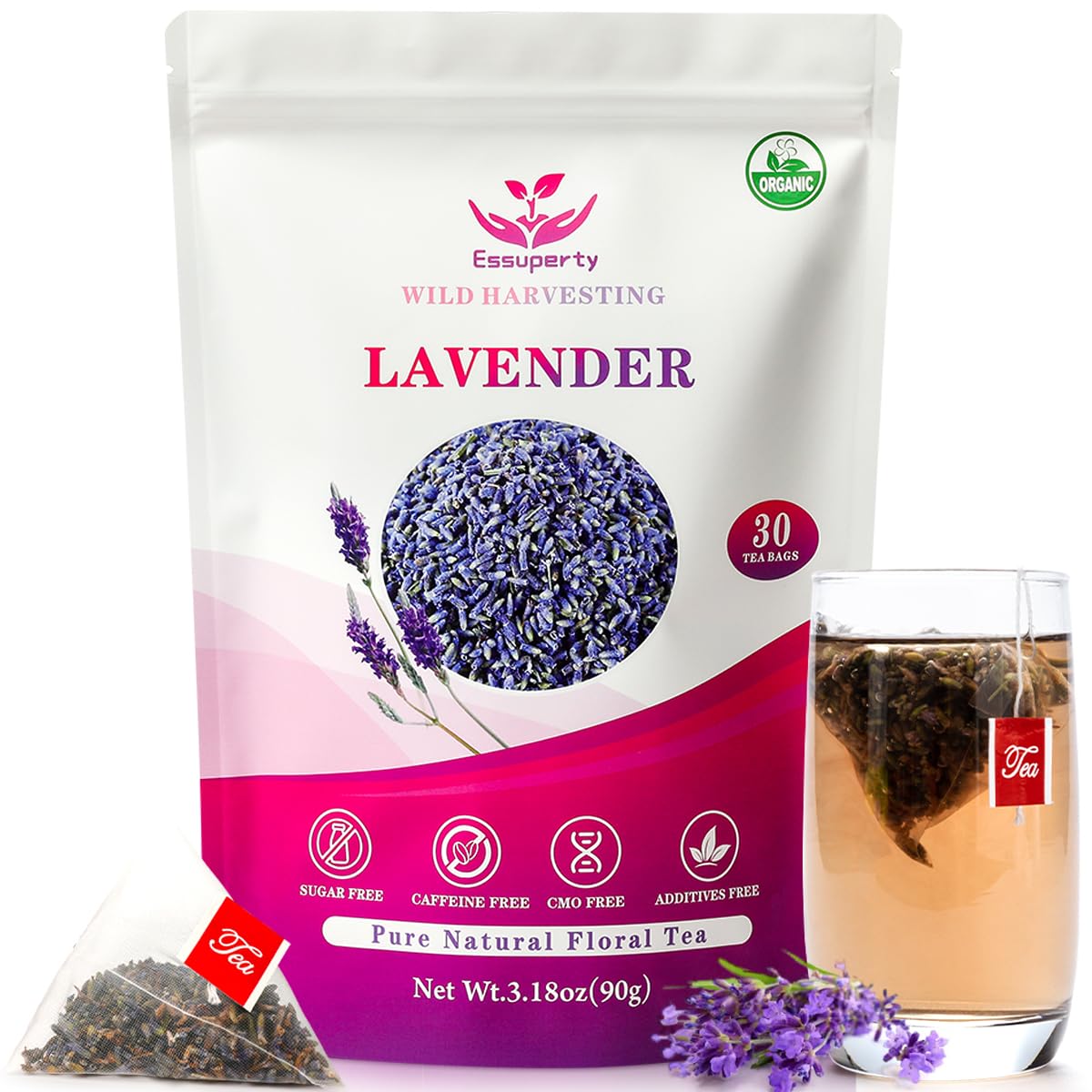 Essuperty- Rose Pu 'er Tea, Rose Puerh Tea Bags, Eco-Conscious Tea Bags, Caffeinated, All Natural Ingredients