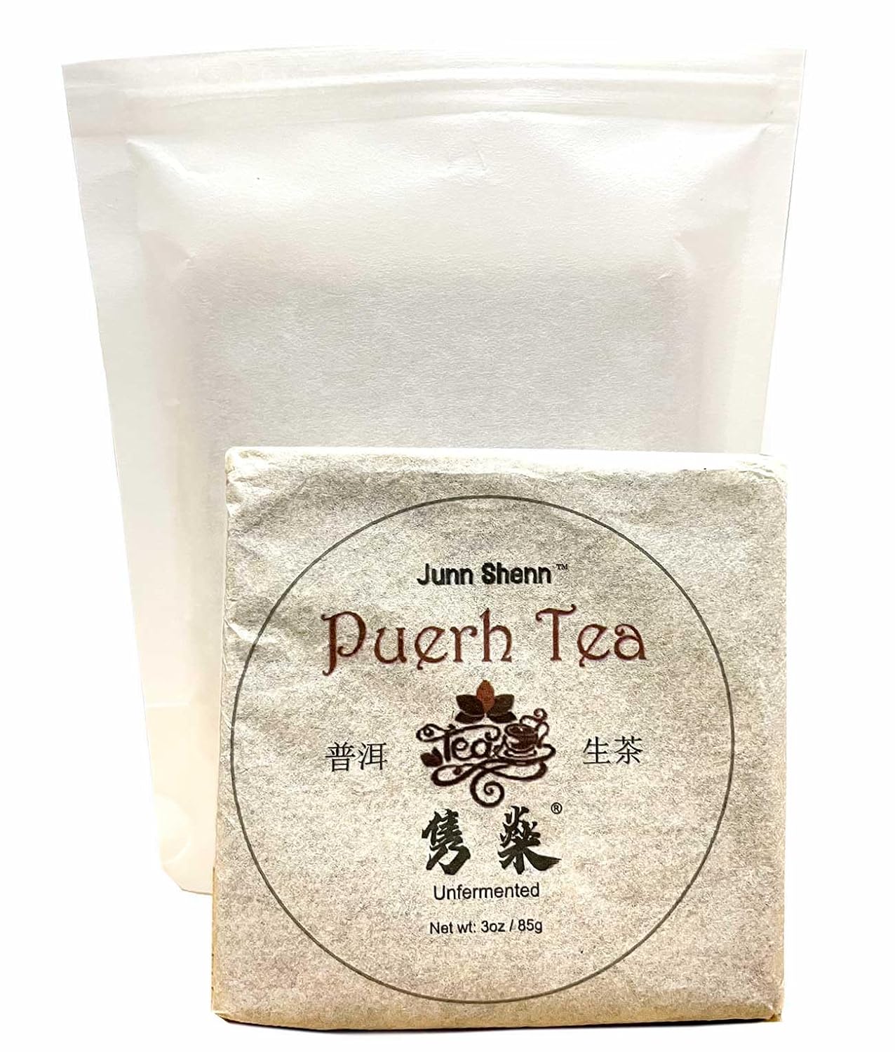 Junn Shenn Puerh Raw Tea, Unfermented Green Tea Brick,3 oz