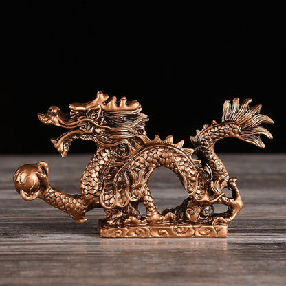 BRABUD Feng Shui Resin Dragon Statue for Luck & Success Ornaments Home Office Decor Figurine Collectible TQGJBS235