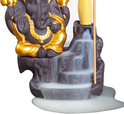 Mini Ganesha Statue,Ganapati Ganesh Statue in Incense Holders-Ganpati Idol,Ganesa Statue,Ganesha Figurine,Elephant God,Elephant Buddha,Lord of Success-Ceramic Ganesha Pottery Ganesha-for Home Decor