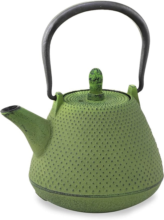 【Roji Associates】 Cast Iron Teapot, Nanbu Tekki Teapot, (ARARE - Dome Type), Made in Japan, with Tea Strainer, Inner Enamel Finish, Teapot, Color pot, Open fire Ban (13.53 fl oz/dome Green)