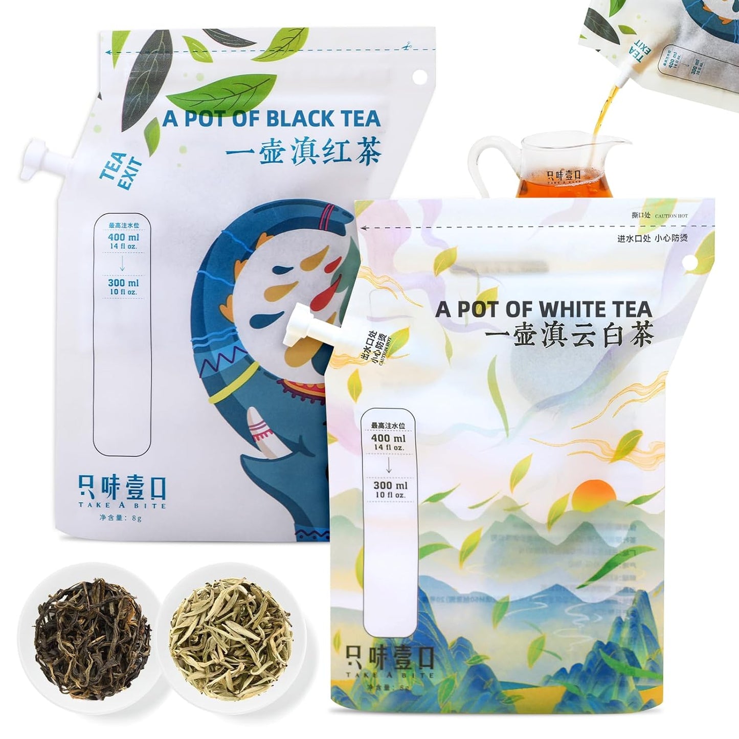 ZWYK TEA Authentic Top Chinese Tea (6 Count, Produced in YUNNAN), Portable Black Tea & Chenpi White Tea & Pu erh Tea Pot Design -  A Unique Approach to Enjoying Tea, Perfect for Camping/Travel/Hiking/Party