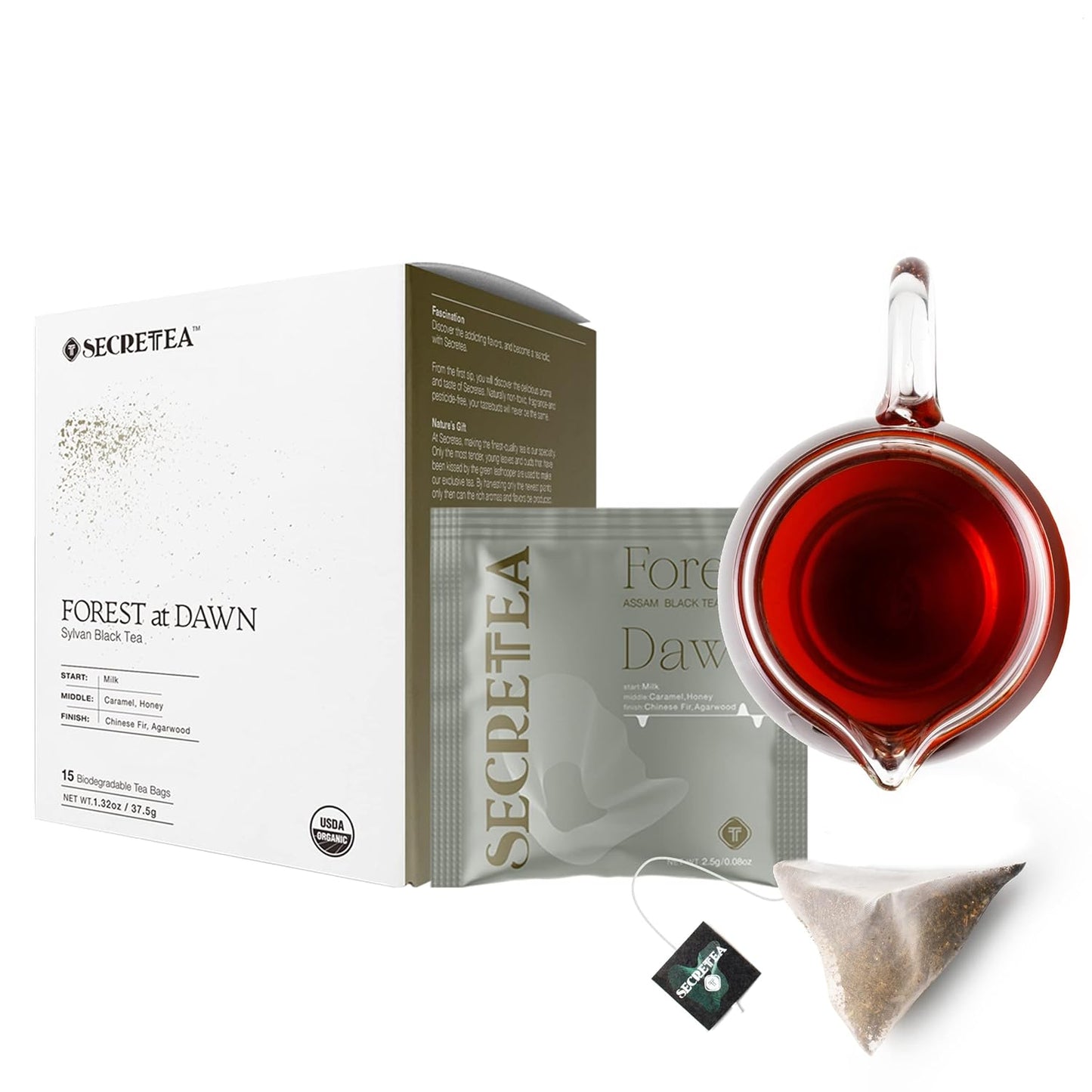 Organic Cocoa Pu-erh Loose Tea I POWERFUL Detox Immune I Heart & Digestion Support, 15 Sachet Tea Bags (Pack of 3) |By T SECRETEA, Treasure Box