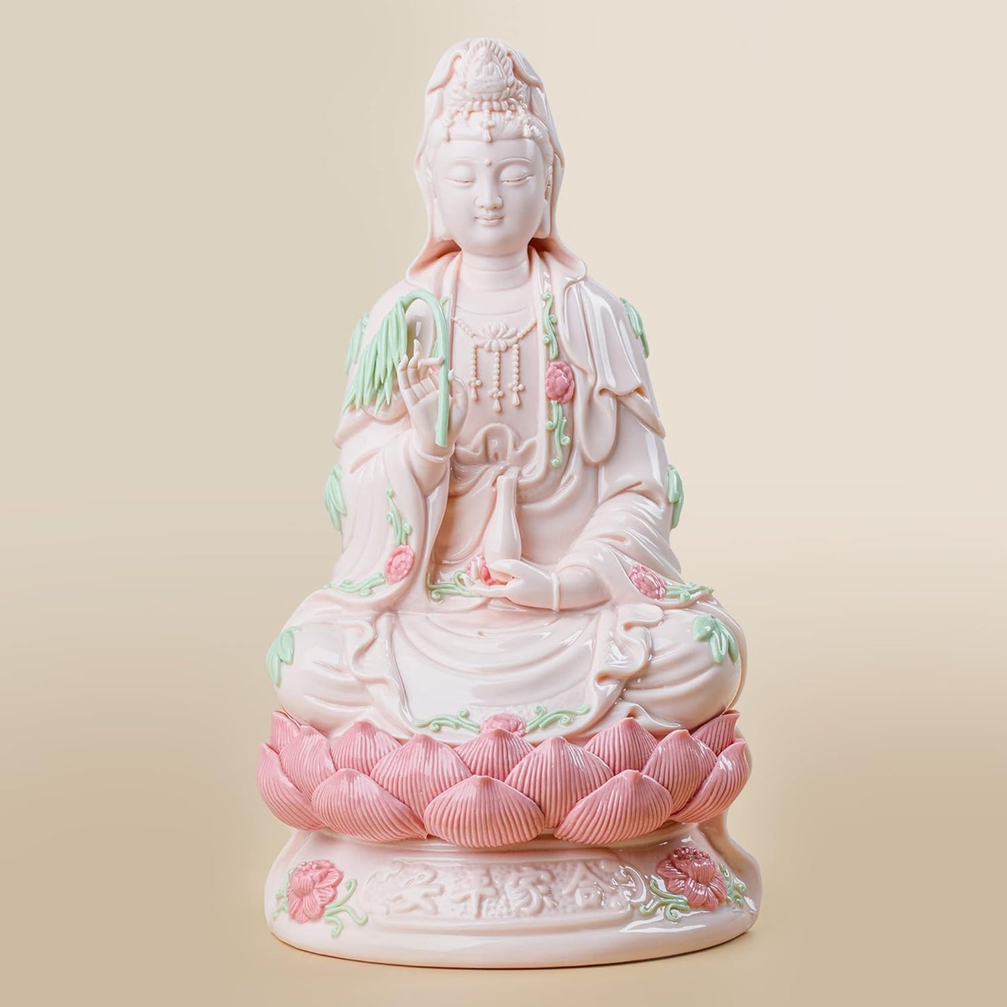 ZenBless 14" Guan Yin Statue, Kuan Yin Statue Small, Quan Yin Statue, Feng Shui Meditation Altar Table Figurines, Porcelain 观音 観音 觀音 for Living Room Handmade Ceramic Sculptures Home Decor