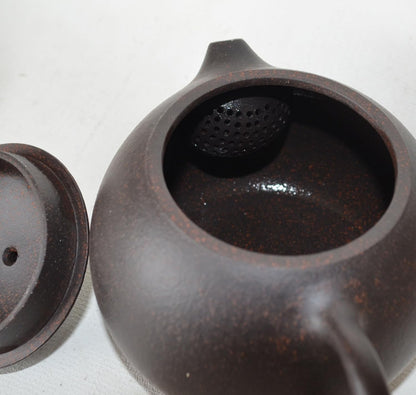 Teapot Chinese Clay Genuine Black Sand Heijingang Tea Xishi Pots With Rope Bag (perfect sphere 7oz)