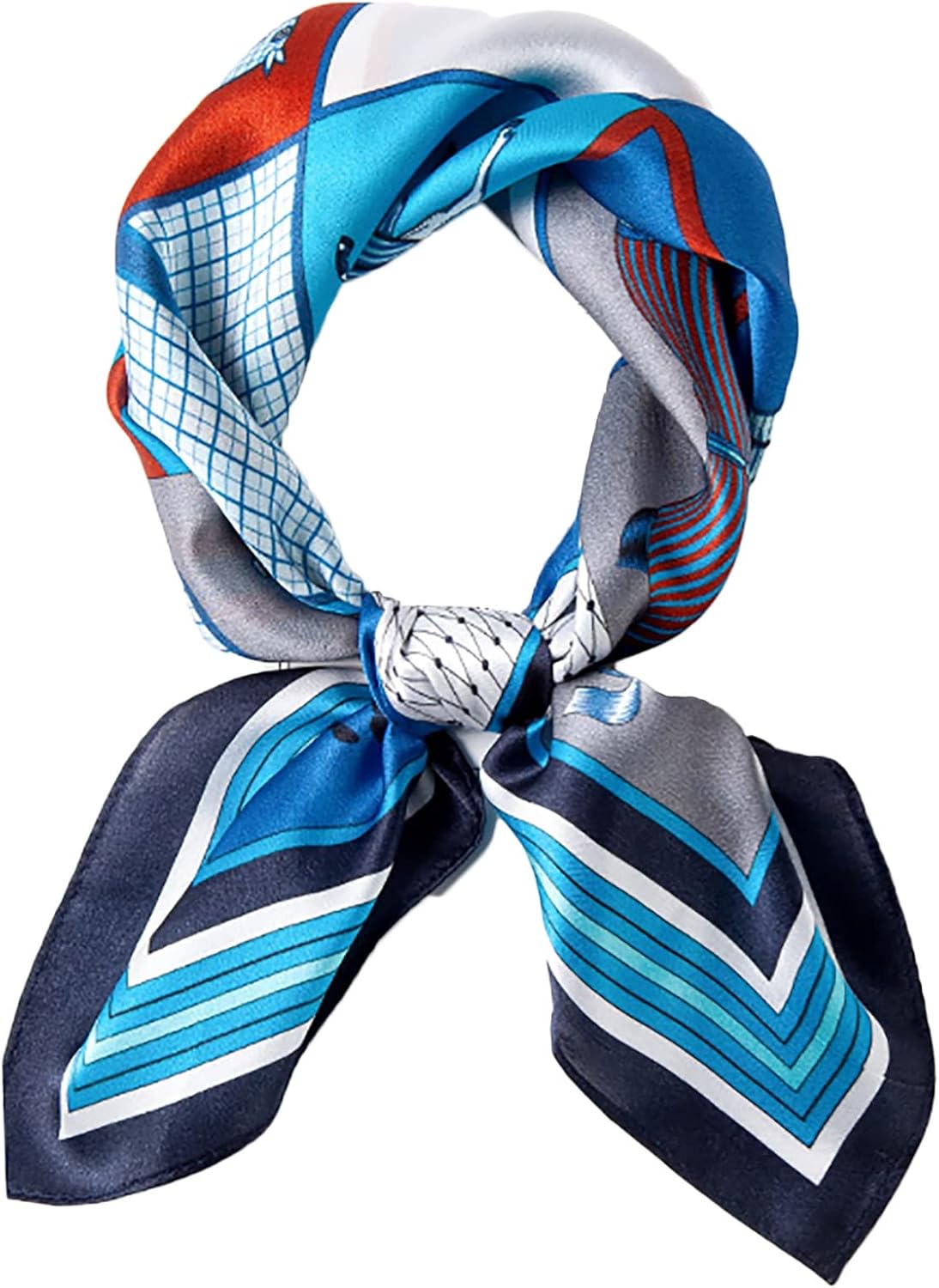 Winter Warm Scarfs Small Silk Neckerchief, Women's Mulberry Silk Scarf, Fashion Pattern Real Satin Scarf, 21.7" X 21.7" (Color : Blue, Size : 21.7" x 21.7")
