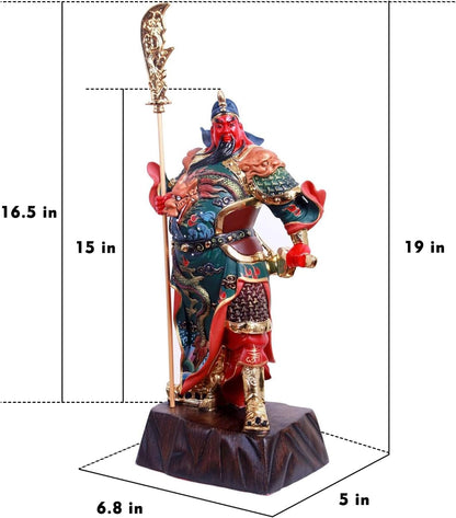 Hand Painting Guan Yu Statue - God of Wealth and Fortune, Feng Shui Decor, Guan Gong Sculpture, Kwan Kung Figurines