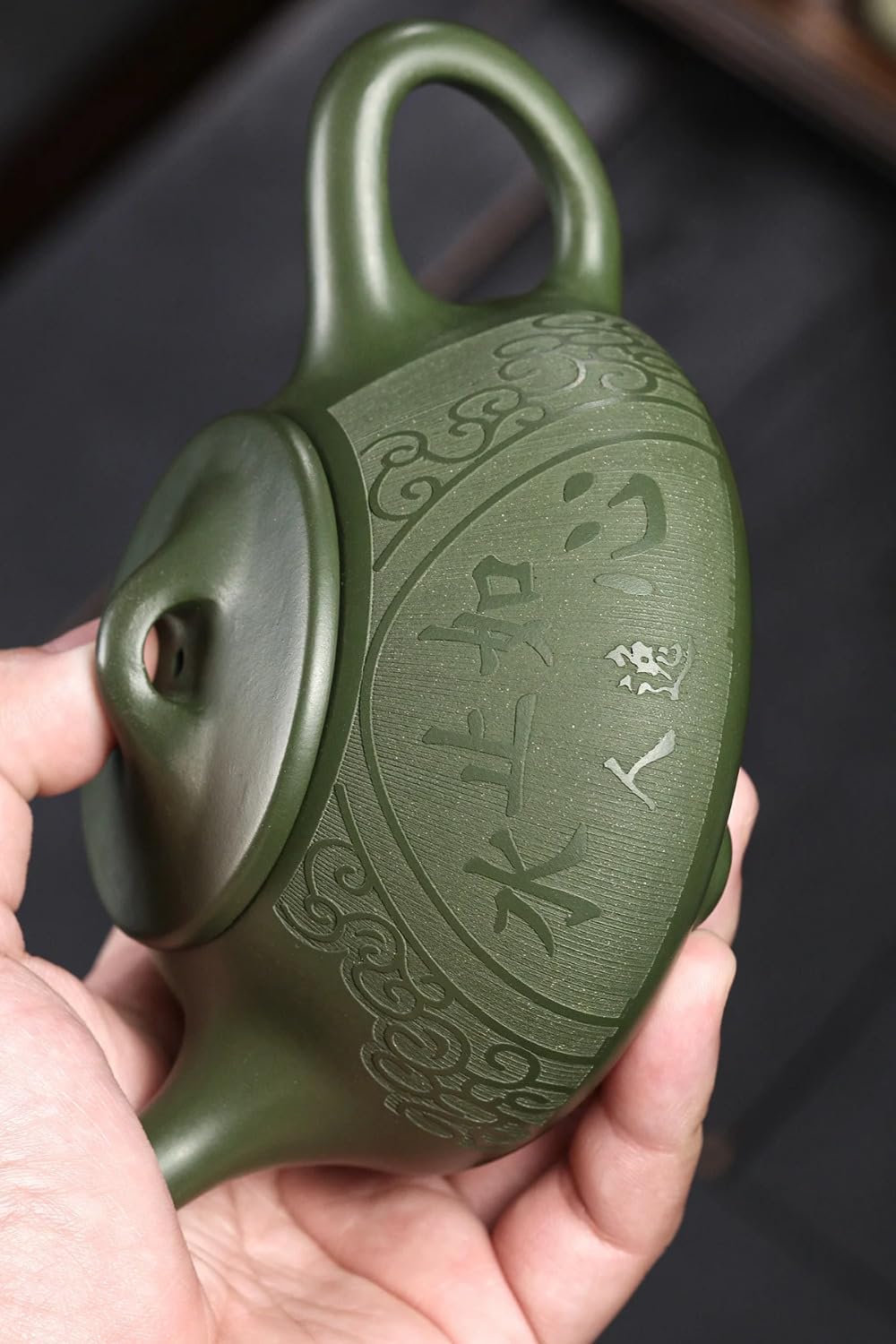 220ml Purple Clay Teapot Hand-carved Stone Scoop Kettle Home Tea Infuser Chinese Zisha Tea Set