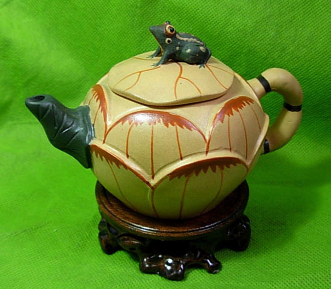 Teapot Chinese Yixing Yellow Zisha Tea Pots Huanduan Mud Frog Lotus (B)