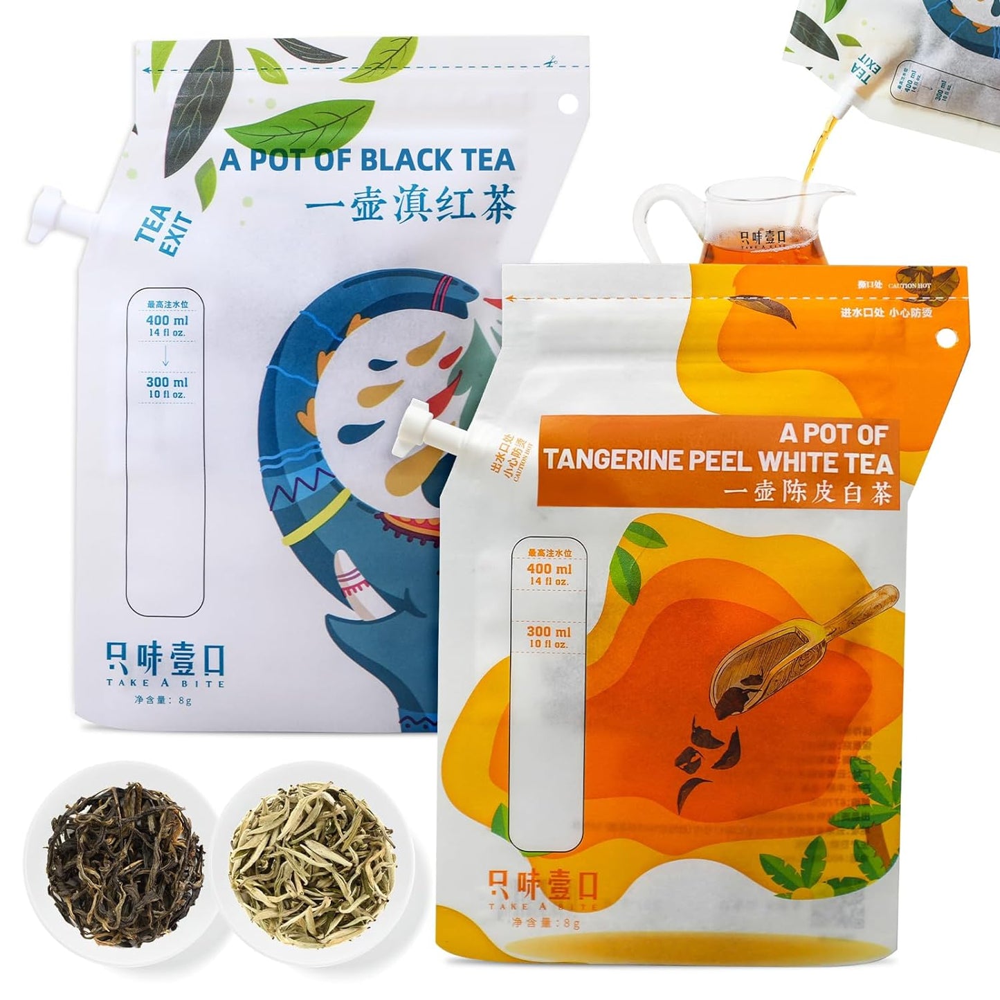 ZWYK TEA Authentic Top Chinese Tea (6 Count, Produced in YUNNAN), Portable Black Tea & Chenpi White Tea & Pu erh Tea Pot Design -  A Unique Approach to Enjoying Tea, Perfect for Camping/Travel/Hiking/Party