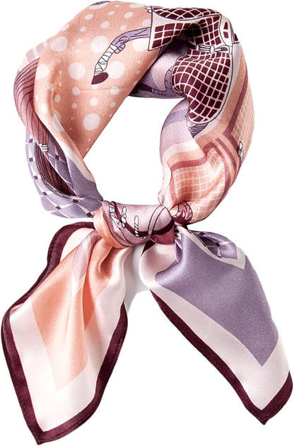 Winter Warm Scarfs Small Silk Neckerchief, Women's Mulberry Silk Scarf, Fashion Pattern Real Satin Scarf, 21.7" X 21.7" (Color : Blue, Size : 21.7" x 21.7")