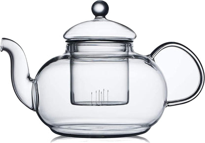 CnGlass 33.8oz Glass Teapot with Removable Infuser,Stovetop Safe Tea Kettle,Blooming & Loose Leaf Tea Pot