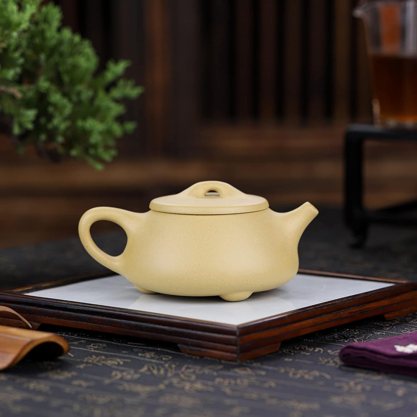 SILINE Zisha Tea Pot,Chinese Real Yixing Clay Handmade Teapot 10.6 Oz,Brew Kung Fu Loose Leaf Tea Maker