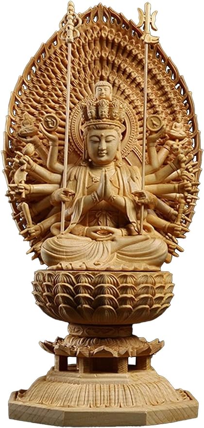 ONDIAN CHUNCIN - Buddha Statue Guanyin, Thousand Arms Goddess Solid Wood Statue Feng Shui Wooden Statues for Decors
