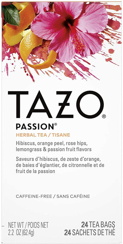TAZO Tea Bags, Herbal Tea Iced Tea Bags, Iced Passion, Caffeine-Free, Makes 6 Count (Pack of 4)