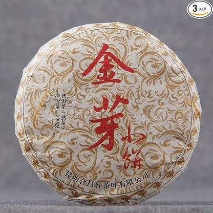 100g Yunnan Shu Puer Mini Ripe Pu-erh Tea Golden Buds Imperial Ripe Puer (100g*3 pcs)