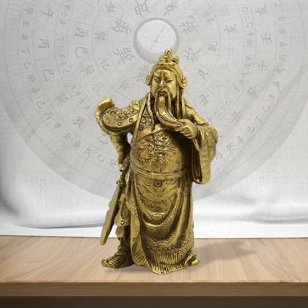 BRABUD Chinese Fengshui Brass Warlord Hero Warrior Guan Gong Guan Yu Fortune Protection Statue Collection