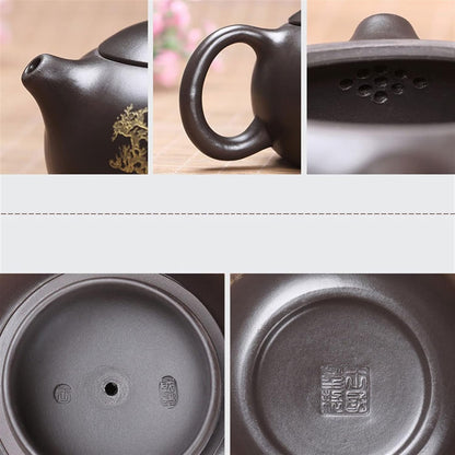 Teapot Chinese Zisha Xishi Handmade Teapot Pu'er Tea Set Small Exquisite and Durable Tea Maker 250ML Tea Kettle