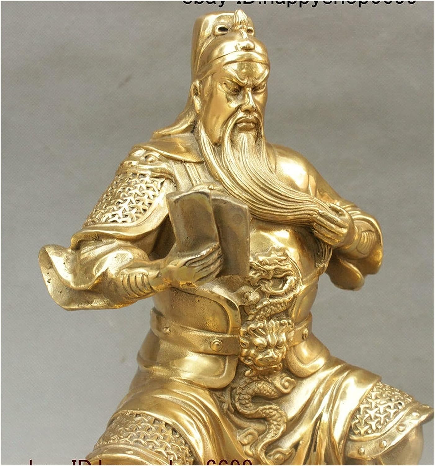 GaYouny Buddha Statue China Copper Brass History Dragon Robe Guan Gong Guan Yu Guan General God Statue