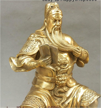 GaYouny Buddha Statue China Copper Brass History Dragon Robe Guan Gong Guan Yu Guan General God Statue