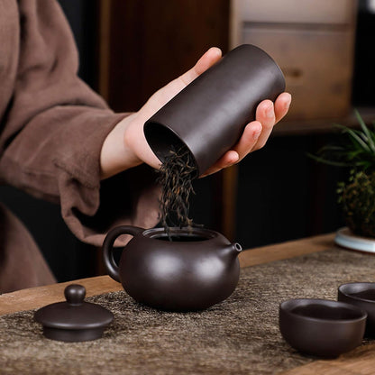 RARITYUS Ceramic Chinese Kungfu Tea Set Handmade Zisha Teapot Set with Teacup, Tea Tray, Tea Canister, Portable Travel Bag for Outdoor Office Picnic Camping