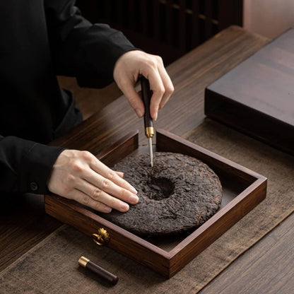 Tea Box Pu Erh Tea Organizer Tea Brick Storage Bamboo Finishing Box With Strong Seal to Keep The Original Flavor The is The Best Tea Box For Gift Giving (1 box)