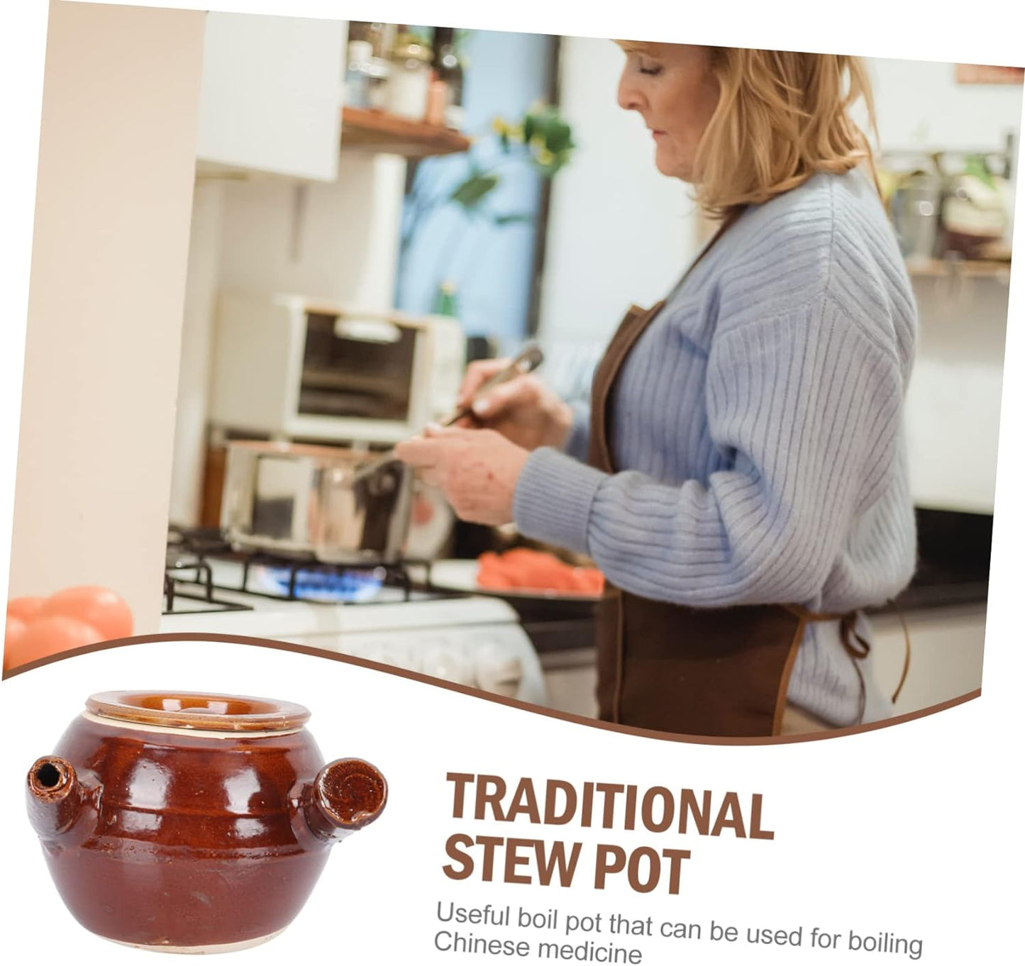 HAKIDZEL Old Fashioned Medicine Pot Ceramic Medicines Pot Japanese Casserole Pot Clay Cooking Pot Korean Dolsot Bowl Pan with Lid Nonstick Pottery Clay Casserole Pearlescent Gas Stove