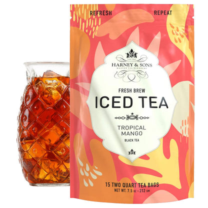 Harney & Sons Fresh Brew Peach Iced Tea, 3 count box, Makes 6 Quarts of Iced Tea
