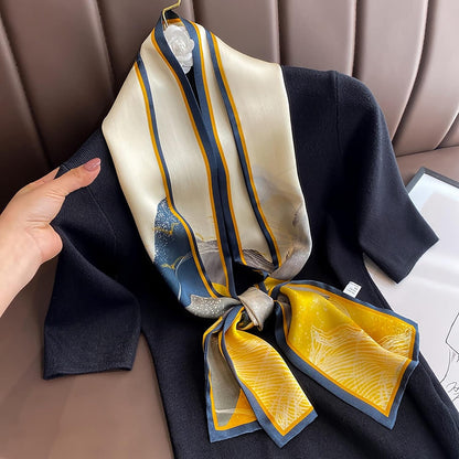 RAN Winter Warm Scarfs Vintage Pattern Silk Scarf, Lightweight Long Neck Scarf, Spring and Autumn Scarf for Women and Girls