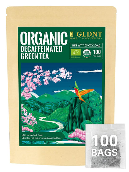 GLDNT Organic Pu-erh Tea Bags, Fermented Yunnan Dark Tea, Bold & Mellow Flavor, Caffeinated, 100 Count