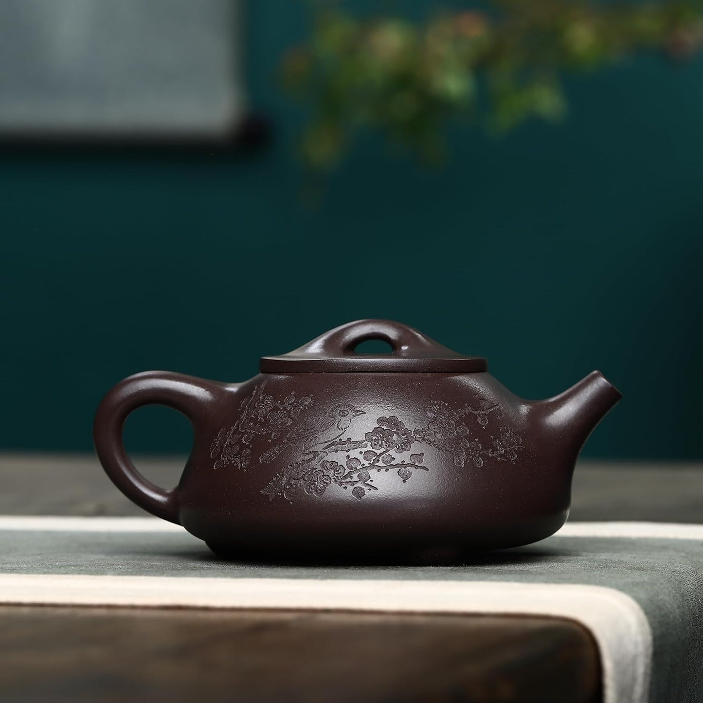 SILINE Zisha Teapot Set,Chinese Yixing Clay Handmade infuse Tea Pot 9.5 Oz/280 cc with 2 Teacups,Masterpiece Kungfu Tea Set -fineShipiao,Purple Clay