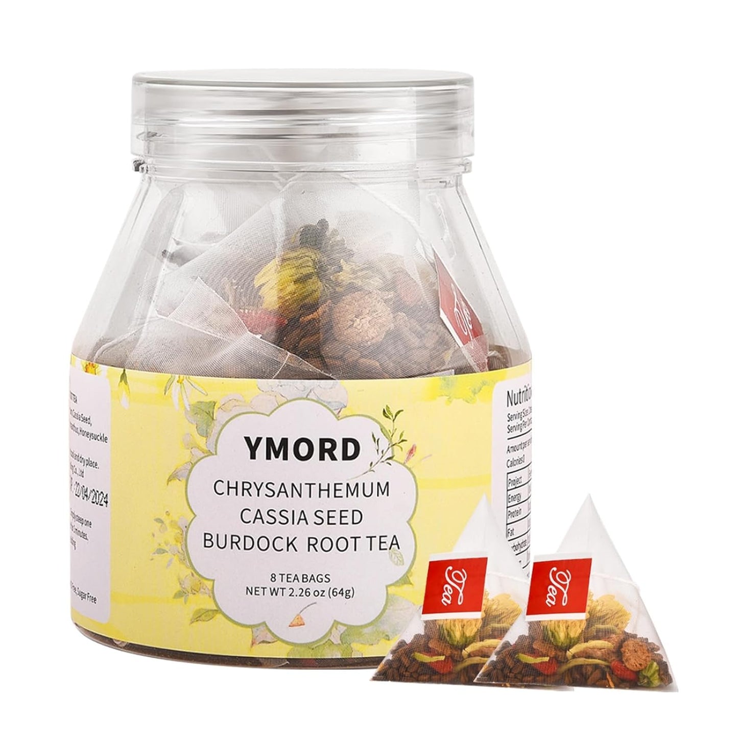YMORD Chrysanthemum Cassia Seed Tea - Liver Cleanse Detox & Repair Tea with Burdock Root, Osmanthus, Goji Berries - Natural Healthy Herbal Tea Bags - 20 Count - Vegan, Sugar Free & Caffeine Free