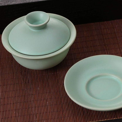 Ru Porcelain Covered Bowl Ru Kiln Celadon Sancai Bowl Gongfu Ruyao Gaiwan 150ml Durable Tea Sets In China
