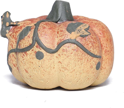 SILINE Yixing Zisha Tea Pet - Water Spray Frog,Handmade Clay Animal Figurine,Tea Tray Accessories Ornament (Pumpkin Frog)