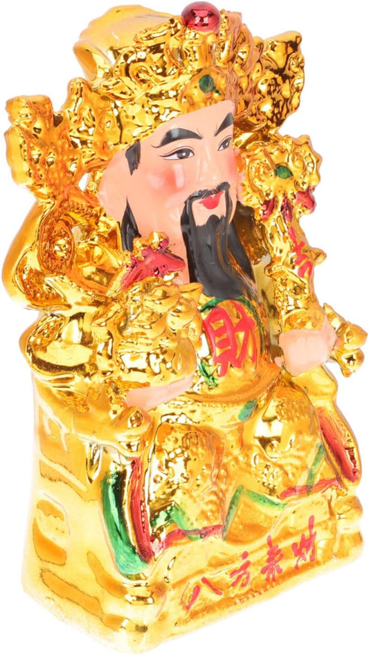 GOOHOCHY God of Wealth Ornament Kwan Kung Shen Figurine Shen Collectible Figurines Martial God of Wealth Figurines Statue Guan Chang Chinese Figurine Guan Yu Ceramics Office Furniture