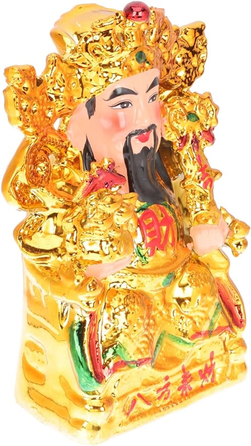 PUNNI God of Wealth Ornament Kwan Kung Shen Figurine Shen Collectible Figurines Martial God of Wealth Figurines Statue Guan Chang Chinese Figurine Guan Yu Ceramics Office Furniture