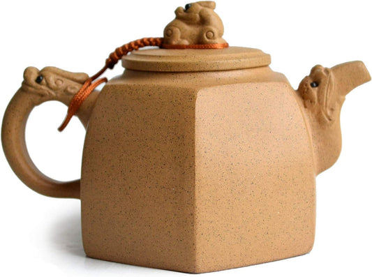 Teapot 330ml Chinese Yixing Genuine Clay Zisha Dragon Lion Pot (Yellow zisha)