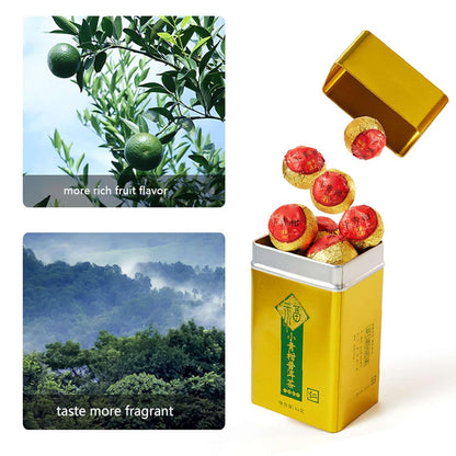 Puer Tea, 65g Chinese Pu Erh Tea with Pure Plant Of Ingredient Pu Erh Small Green Orange with Rich Organic Matter for Daily Office Teahouse Drinking