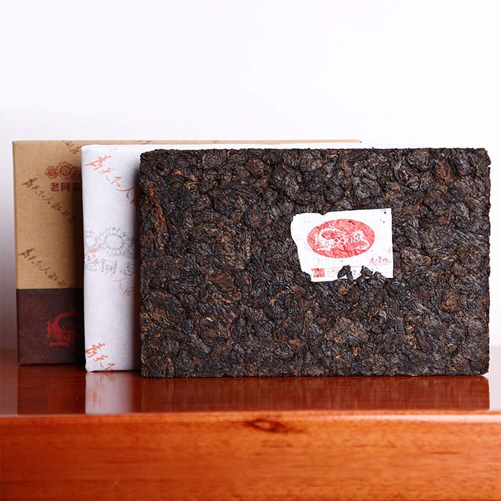 FullChea - 2018 Haiwan Chatou Shu Puerh Tea Brick - Pu Erh Tea Loose Leaf - Ripe Pu-erh Aged Black Tea - Healthy Tea - 17.6oz/ 500g