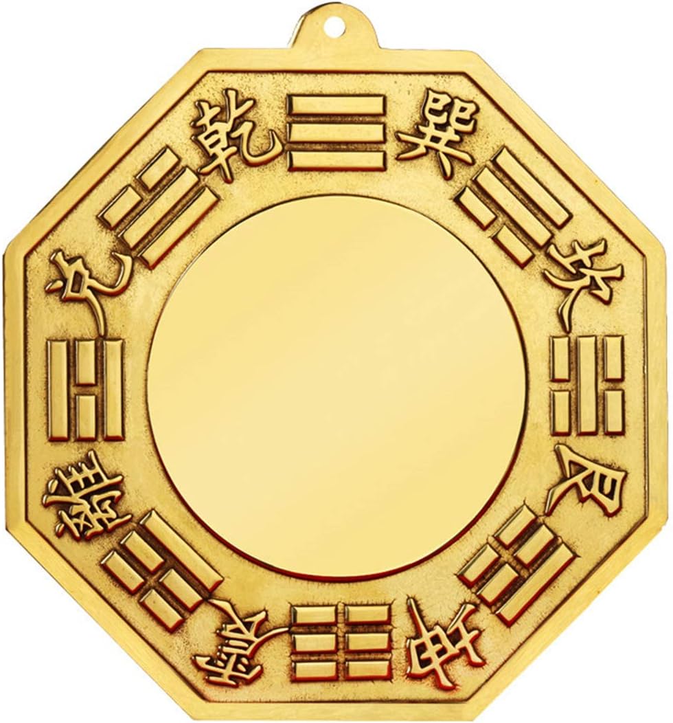Chinese Feng Shui Brass Concave Bagua Mirror (7 Inch)