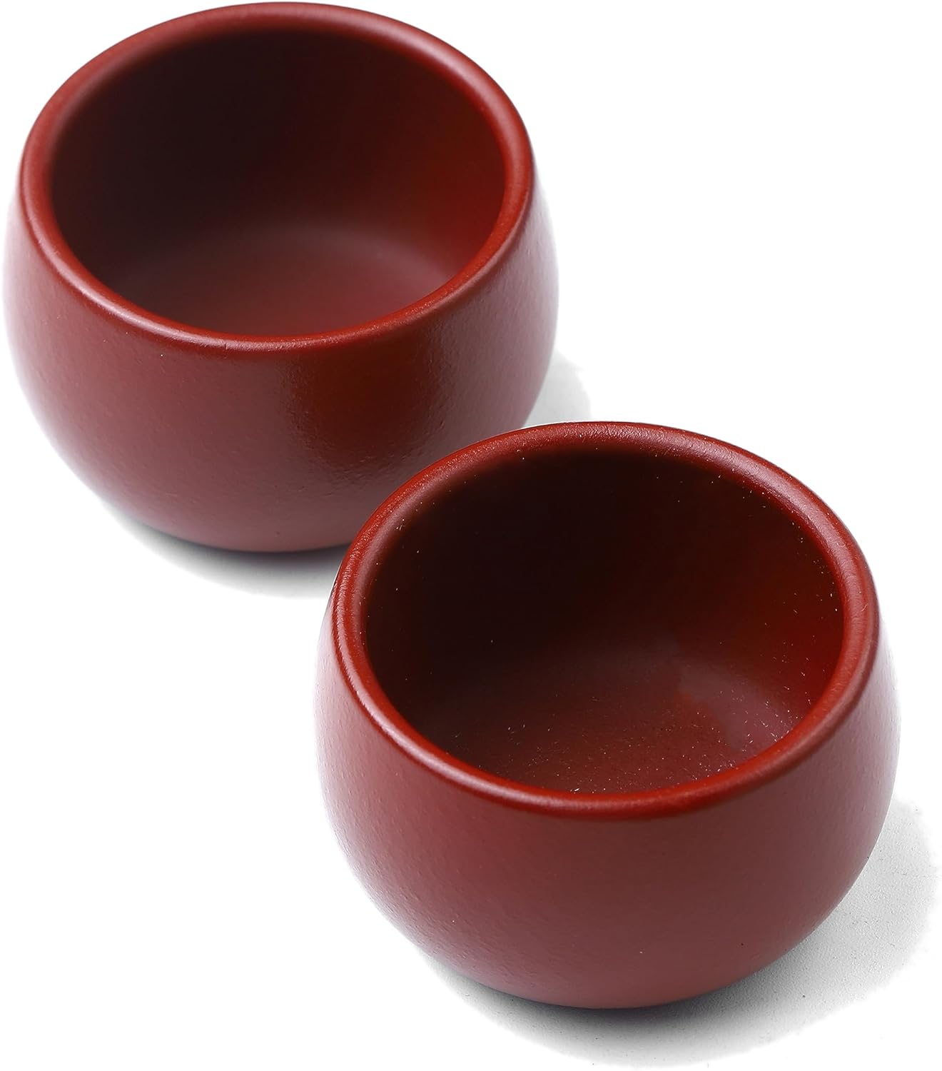 SILINE 2 PCS Zisha Kong Fu Teacup,2.4 Oz Chinese Yixing Clay Tea Cup for Brew Tea,Used with the Teapot (Zhuni Red Clay)