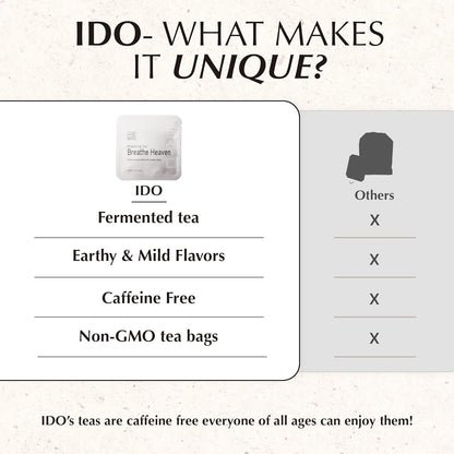 IDO Tea Breathe Heavens Breathing Tea | Organic Korean Fermented Herbal Tea | Breathe Easy Tea for Immune Support | Bedtime Tea | Detox Cleanse Tea Gift Sets (Pack of 1, 15 Tea bags)