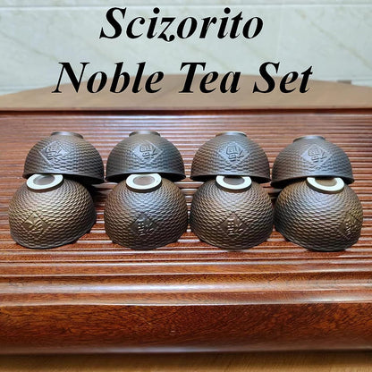 Scizorito 中国功夫茶具套装礼盒,中国龙形状,纯手工烧制,配有 360 度旋转茶壶和浸泡器,适合办公室、家居、礼品(半月火柴)