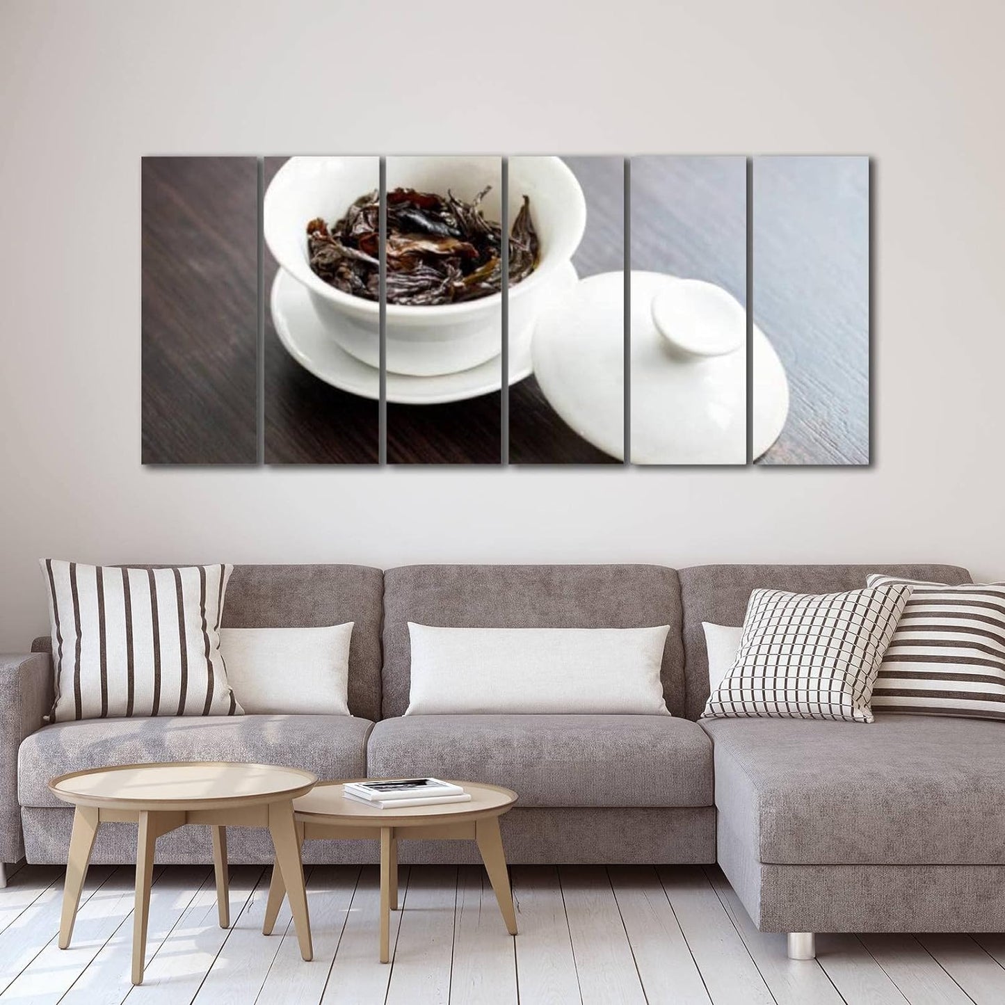 6 Panel Canvas Wall Art for Living Room Chinese porcelain gaiwan for tea ceremony or gong fu cha or kung fu Prints Pictures Paintings Poster Home Decor Framed Ready to Hang