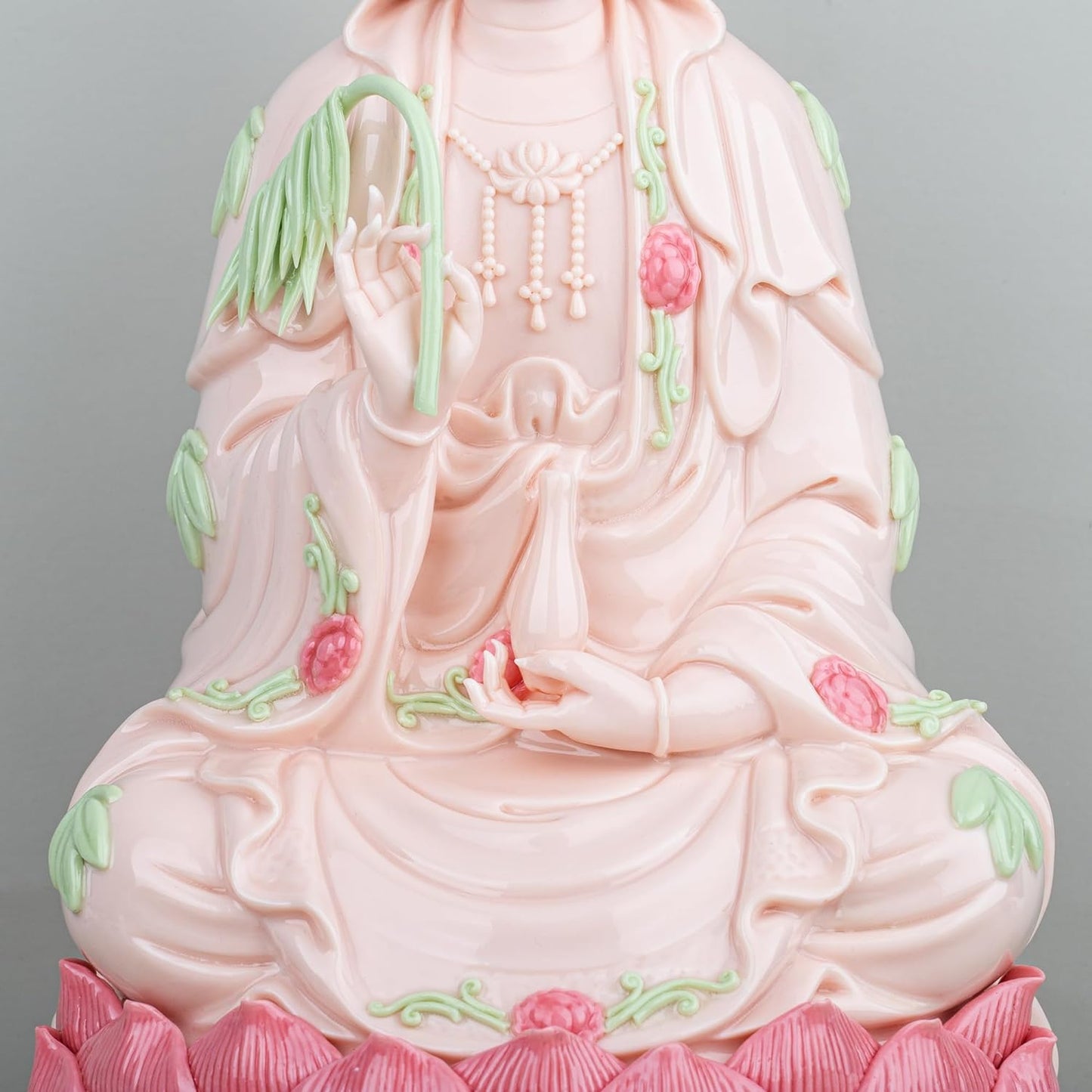 ZenBless 14" Guan Yin Statue, Kuan Yin Statue Small, Quan Yin Statue, Feng Shui Meditation Altar Table Figurines, Porcelain 观音 観音 觀音 for Living Room Handmade Ceramic Sculptures Home Decor